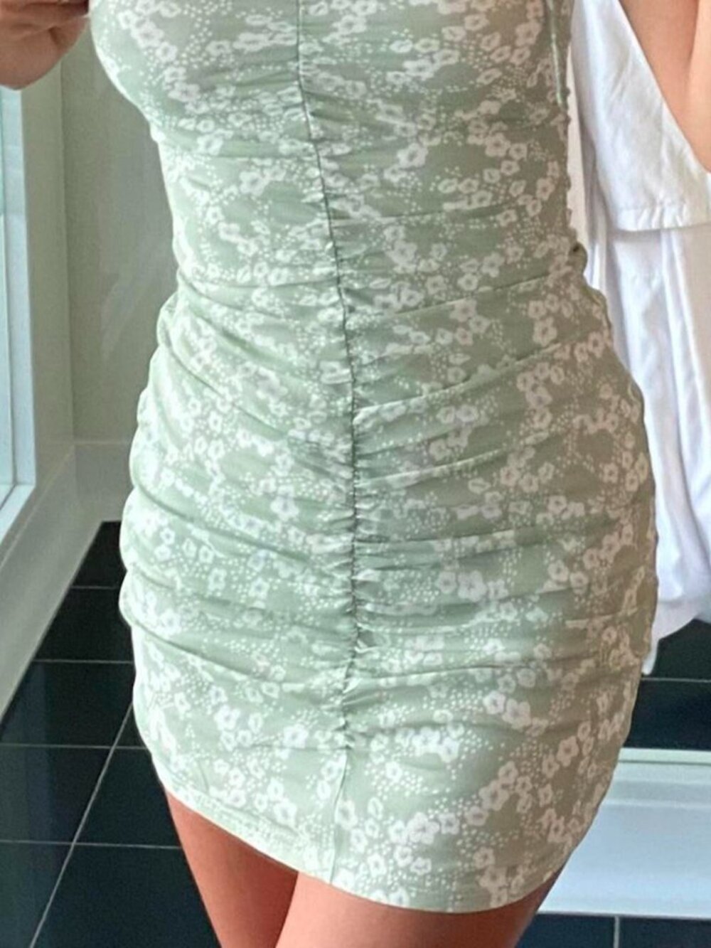 Grey Bandit Green and White Fitted Mini Dress